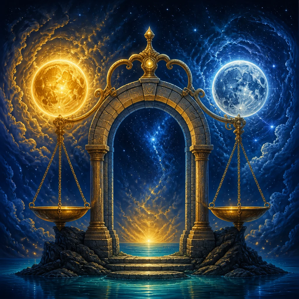 Door 9 discovery portal — sun and moon balance scales