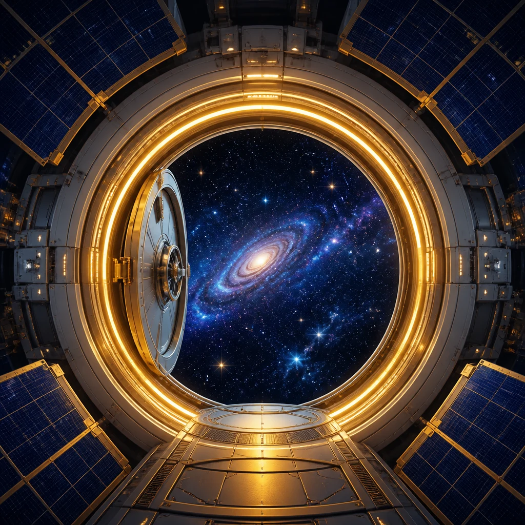 Door 10 discovery portal — orbital solar-array airlock